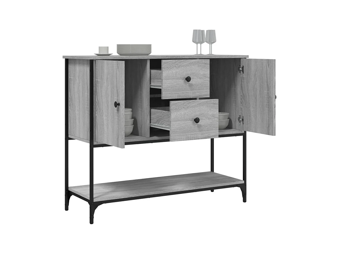Buffet sonoma gris 100x36x85 cm bois d'ingénierie