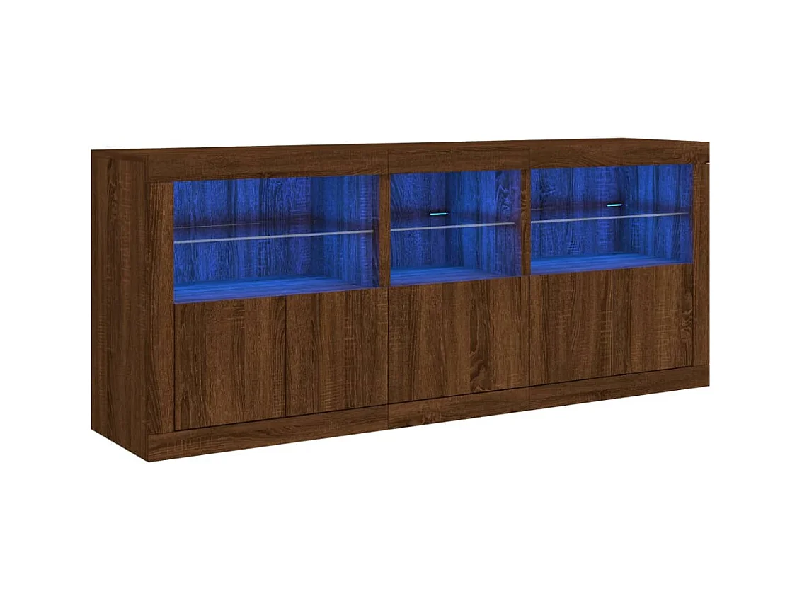 Buffet avec lumières LED chêne marron 162x37x67 cm