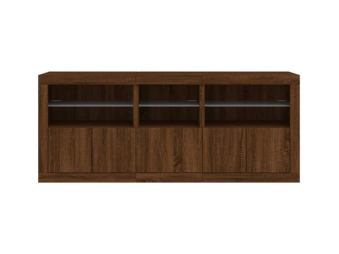 Buffet avec lumières LED chêne marron 162x37x67 cm