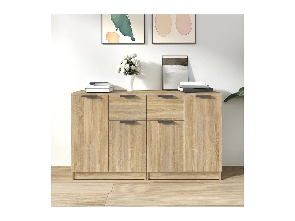 Credenze 2 pezzi Rovere Sonoma 60x30x70 cm Legno ingegnerizzato