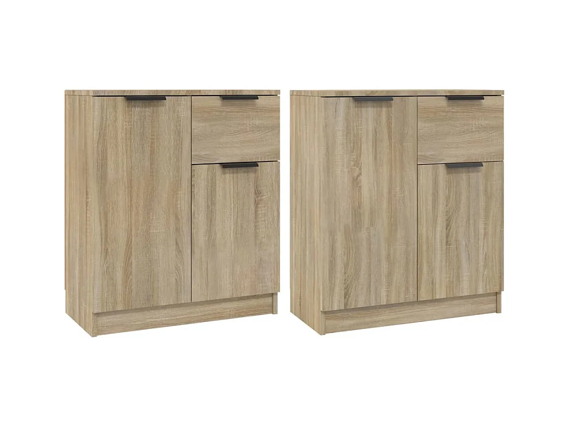 Credenze 2 pezzi Rovere Sonoma 60x30x70 cm Legno ingegnerizzato