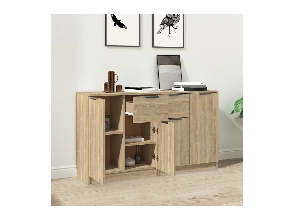 Credenze 2 pezzi Rovere Sonoma 60x30x70 cm Legno ingegnerizzato