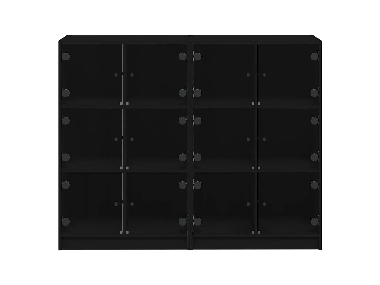Boekenkast met zwarte deuren 136x37x109 cm bewerkt hout