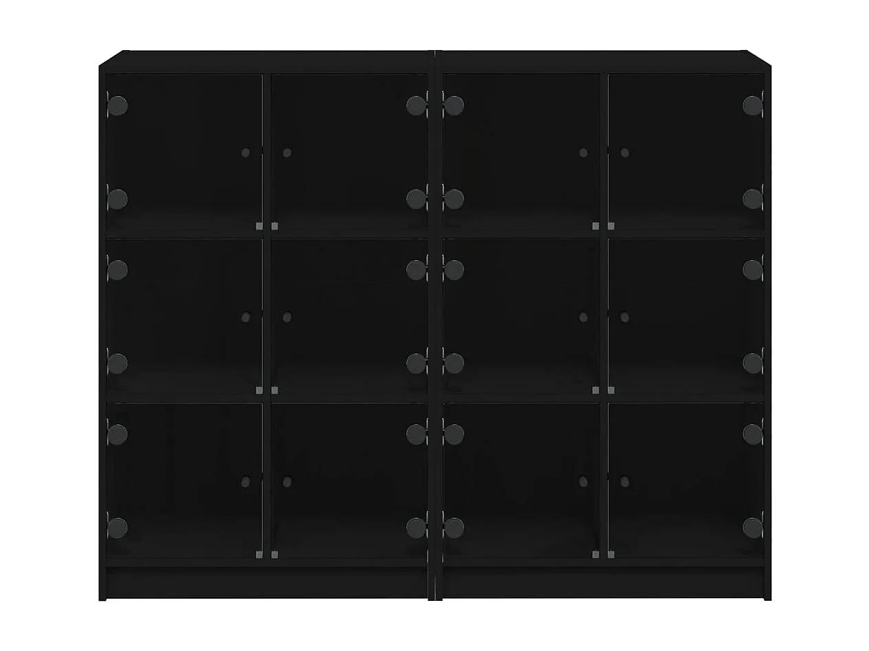 Librería con puertas negras 136x37x109 cm madera contrachapada