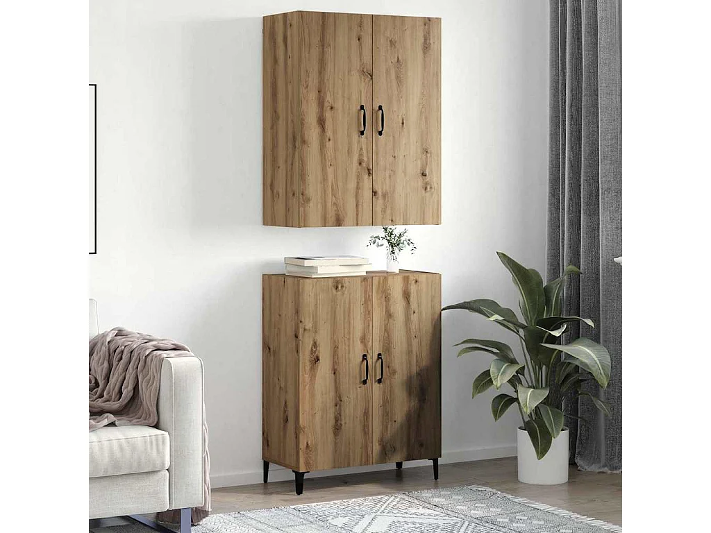 Haut Armoire 2 pcs chêne artisanal 69,5 x 34 x 180 cm