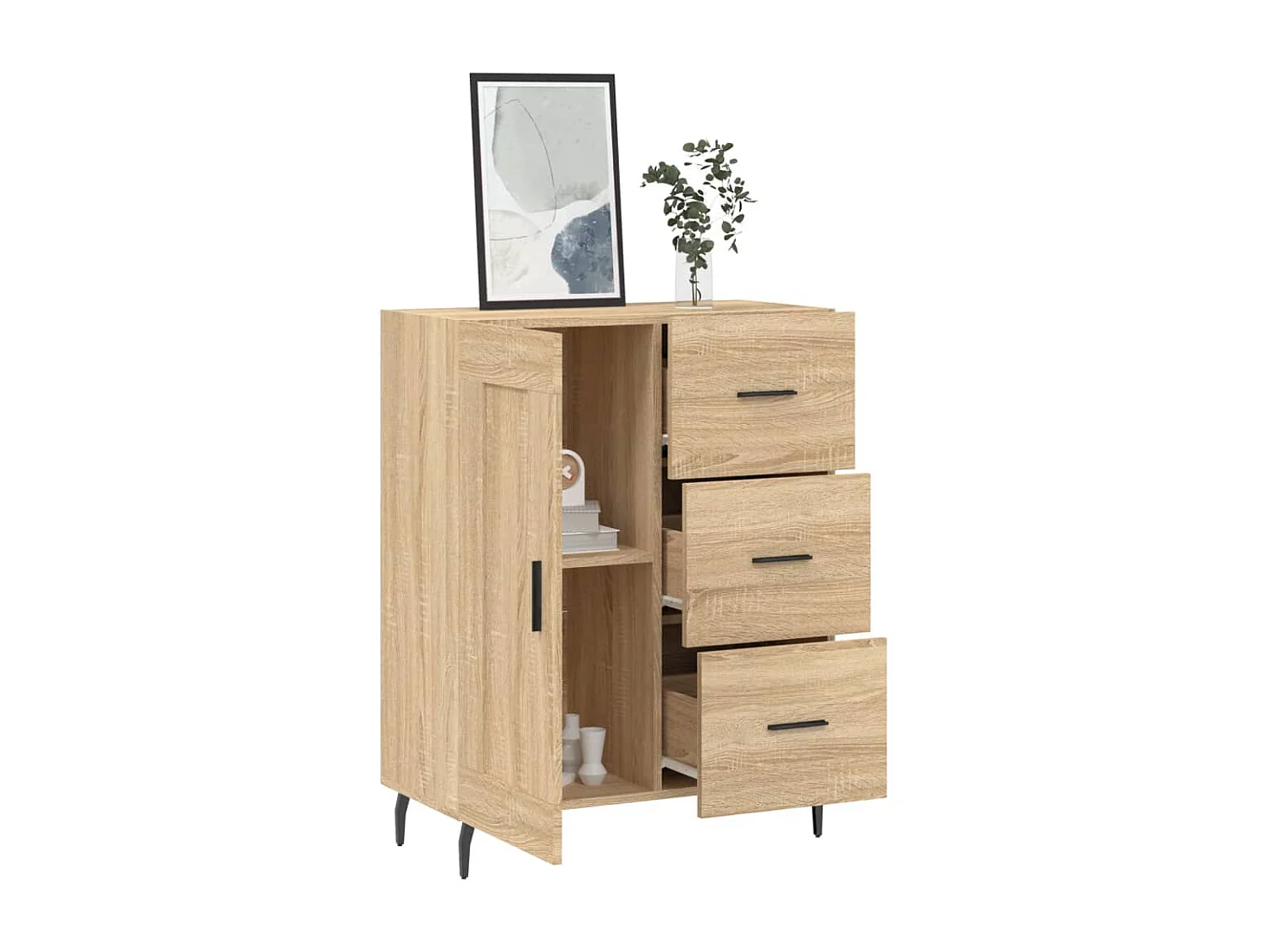 Buffet chêne sonoma 69,5x34x90 cm bois d'ingénierie