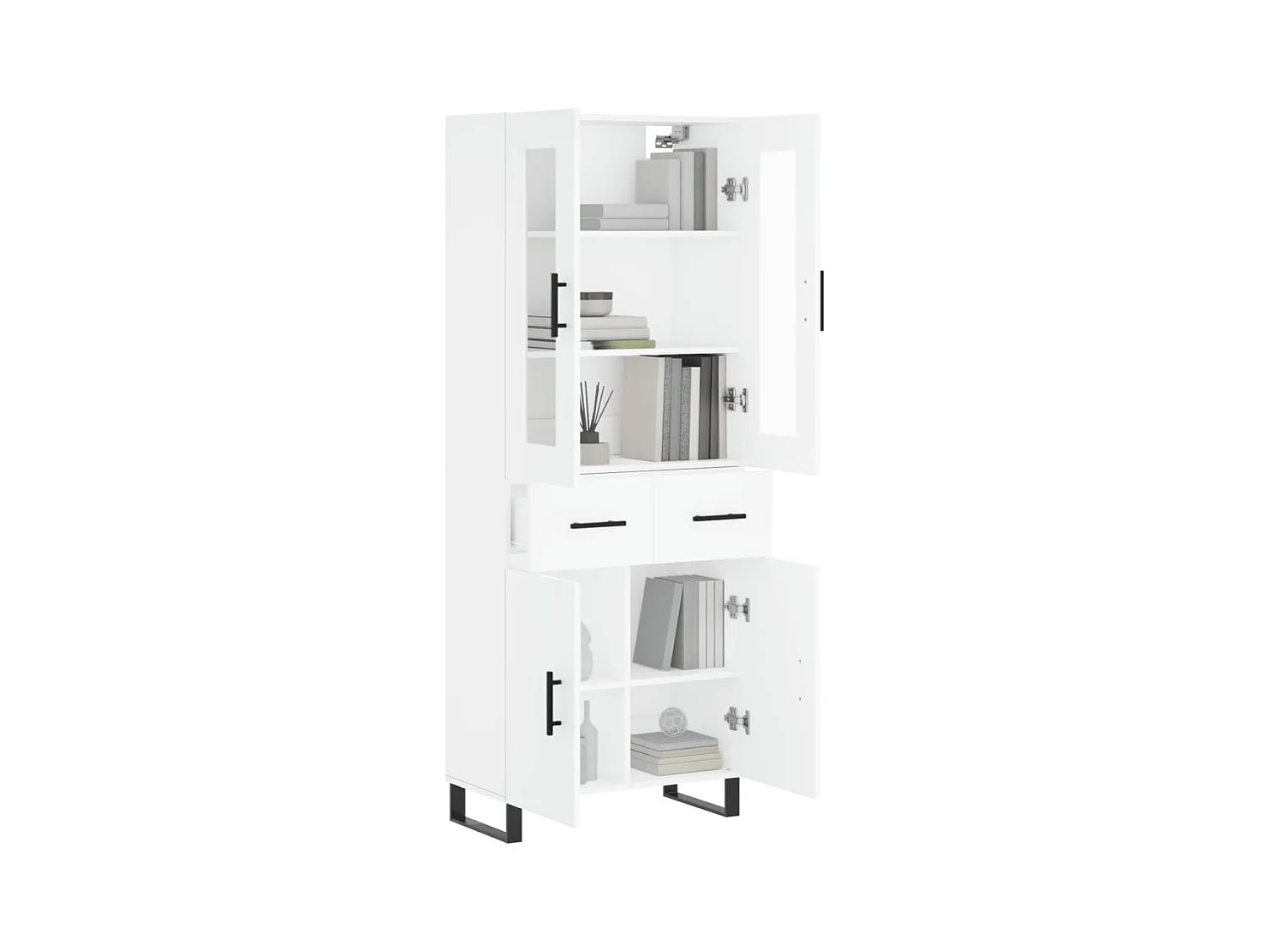 Credenza alta bianca 69,5x34x180 cm Legno ingegnerizzato