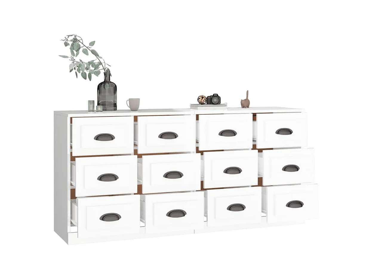 2-teilige Sideboards aus weißem Hochglanz-Holzwerkstoff