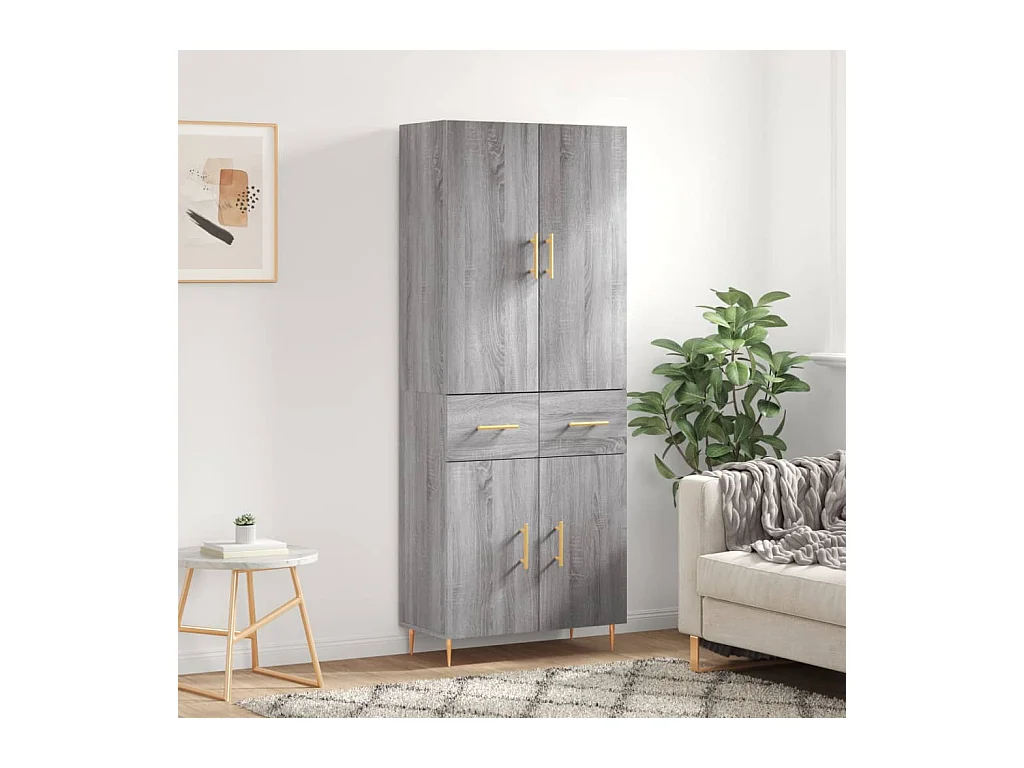 Sonoma hoog dressoir grijs 69,5x34x180 cm Technisch hout