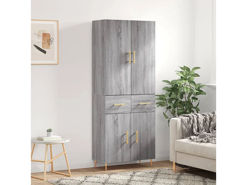 Buffet haut Sonoma gris 69,5x34x180 cm Bois d'ingénierie