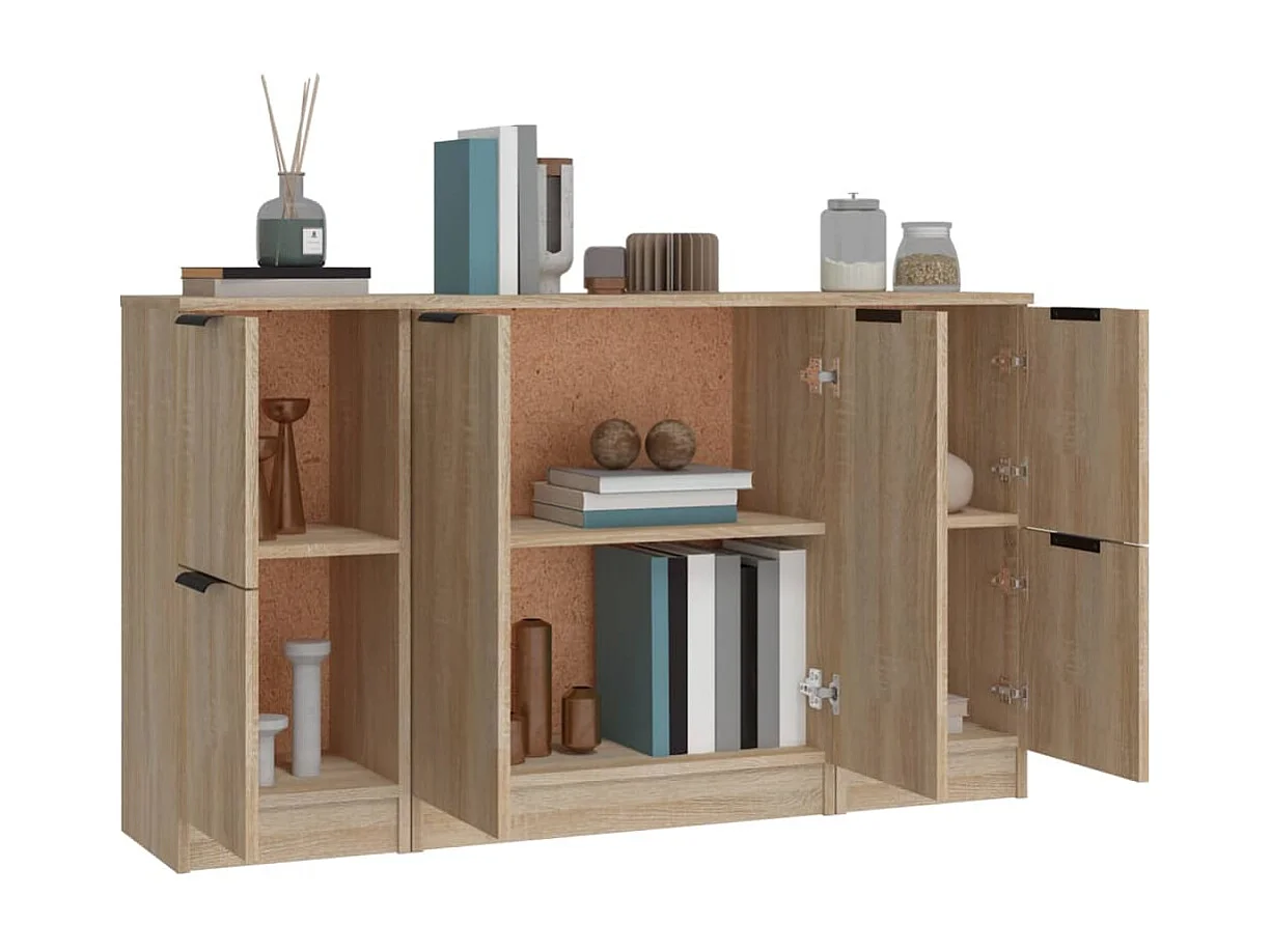 Buffets 3 pcs Chêne sonoma Bois d'ingénierie