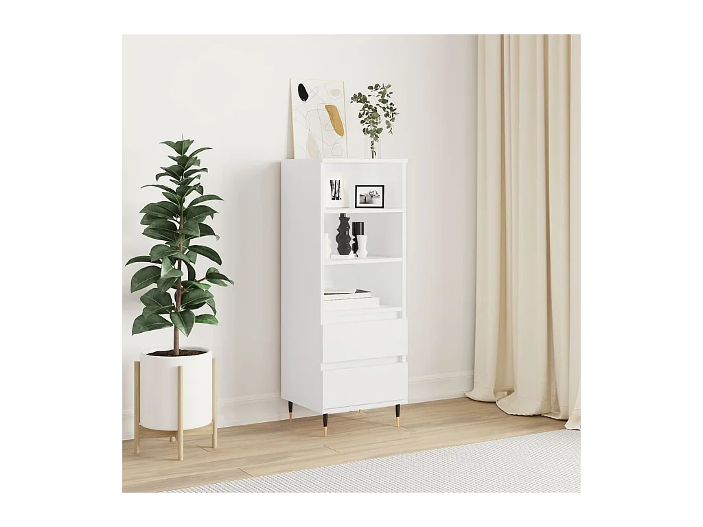 Credenza alta bianca 40x36x110 cm Legno ingegnerizzato