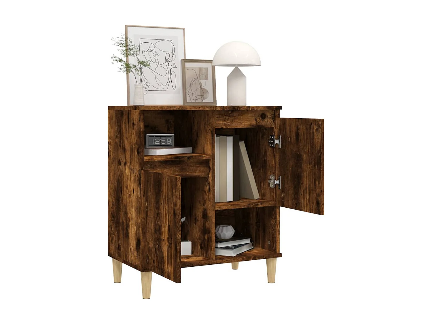 Credenza in rovere affumicato 60x35x70 cm in legno ingegnerizzato