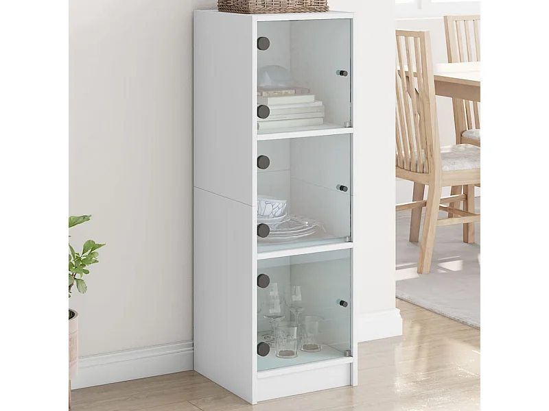 Dressoir met witte glazen deuren 35x37x109 cm