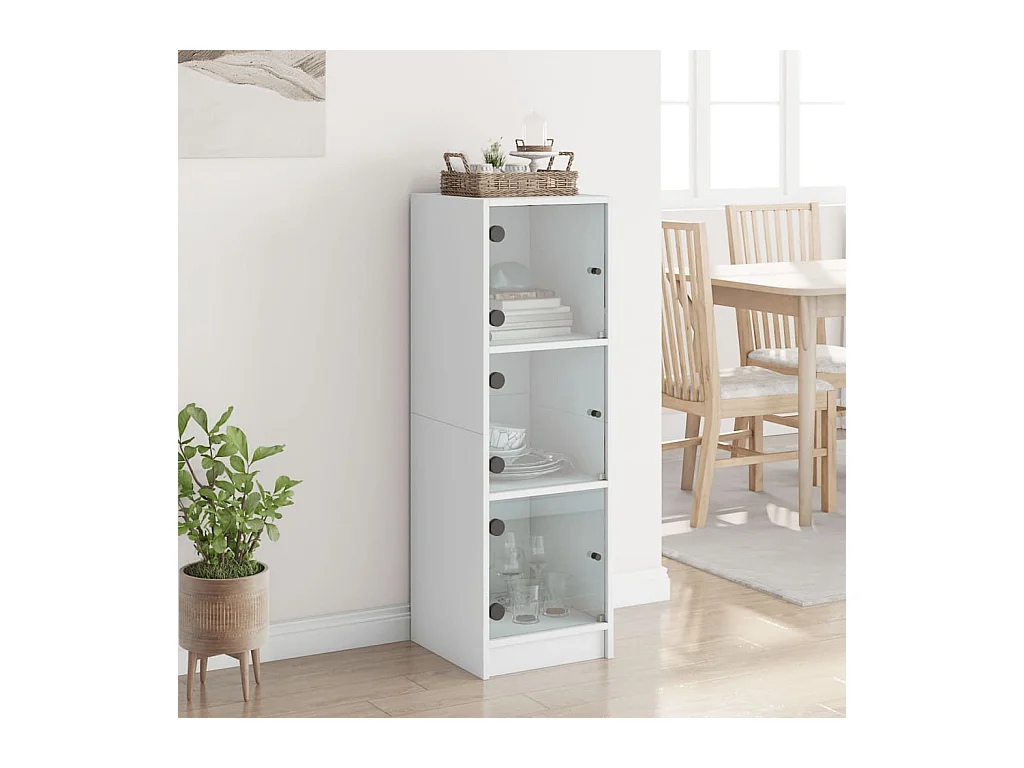 Dressoir met witte glazen deuren 35x37x109 cm