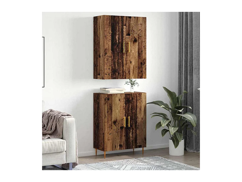 Mobile alto in legno antico 69,5 x 34 x 180 cm in legno ingegnerizzato