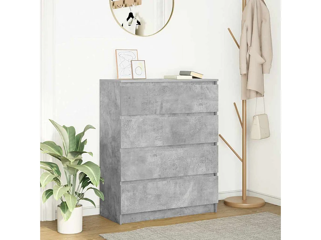 Buffet gris béton 80x35x99 cm bois d'ingénierie