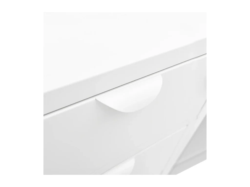 Buffet Blanc 105x35x70 cm Acier et verre trempé