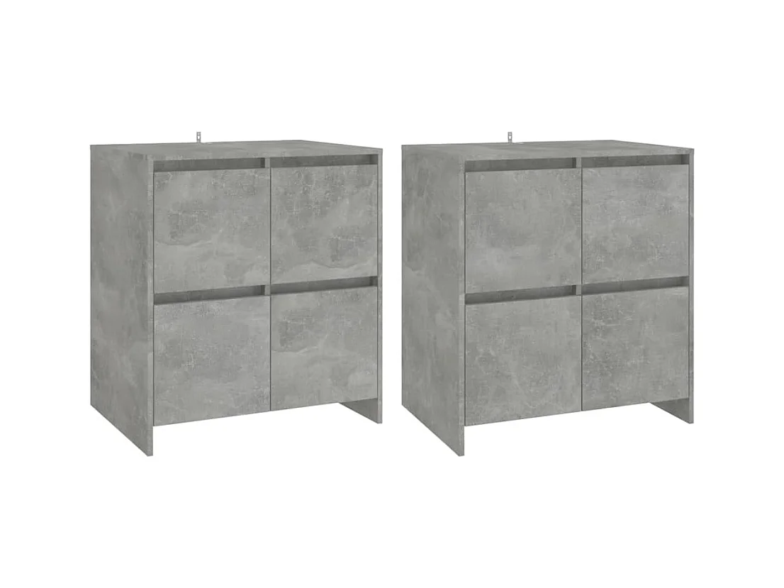 Buffets 2 pcs Gris béton 70x41x75 cm Bois d'ingénierie