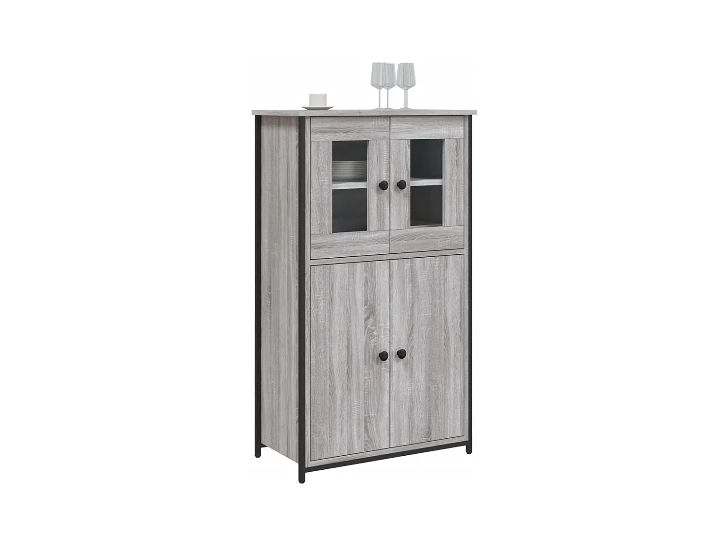 Buffet haut sonoma gris 62x32x106,5 cm bois d'ingénierie