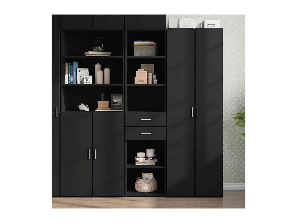 Buffet haut noir 45x42,5x185 cm bois d'ingénierie