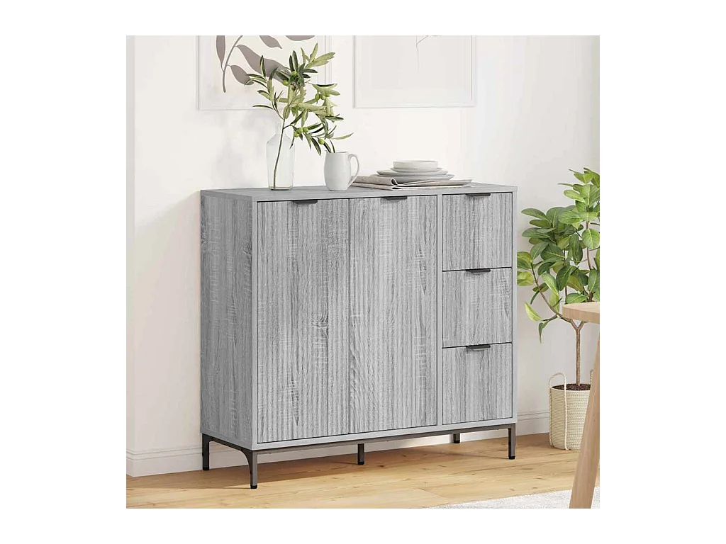 Sideboard Sonoma Grau 89,5 x 33 x 82 cm Holzwerkstoff