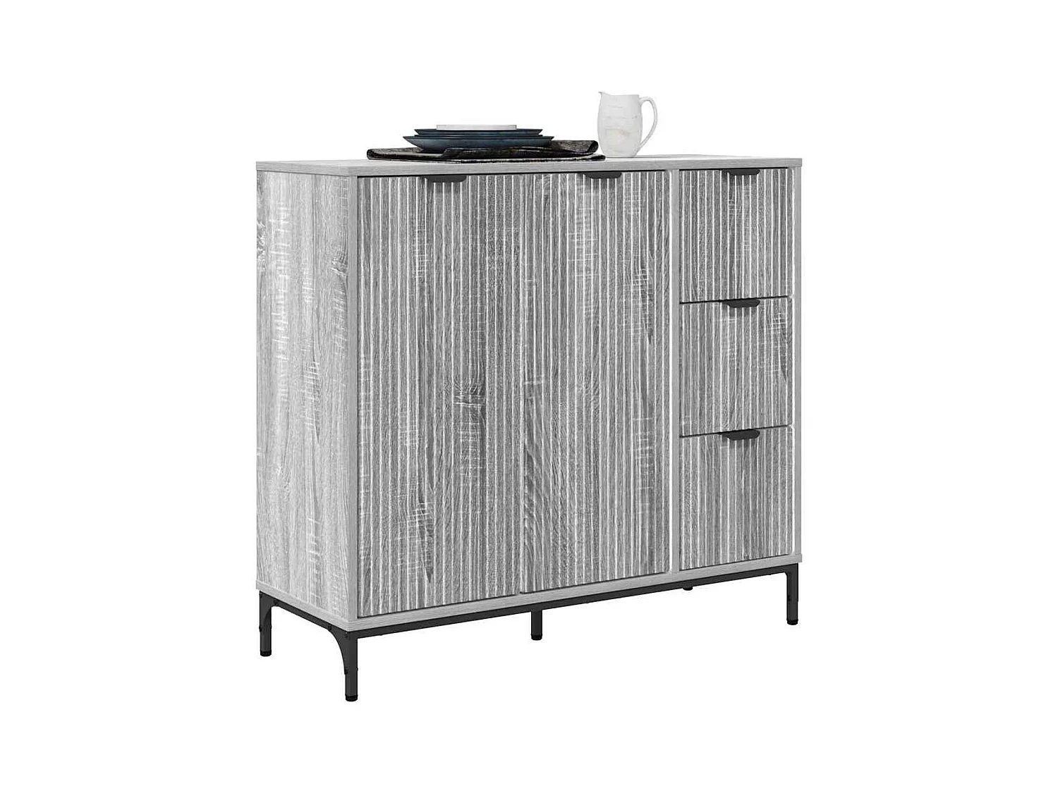 Sideboard Sonoma Grau 89,5 x 33 x 82 cm Holzwerkstoff