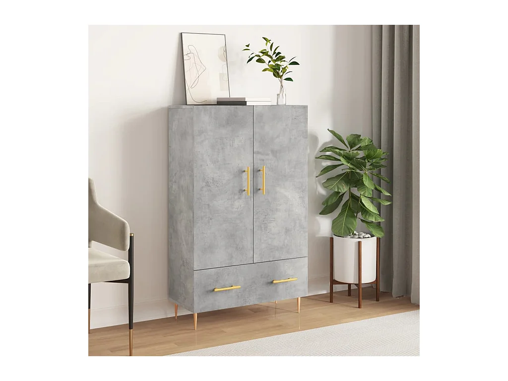 Buffet haut gris béton 69,5x31x115 cm bois d'ingénierie