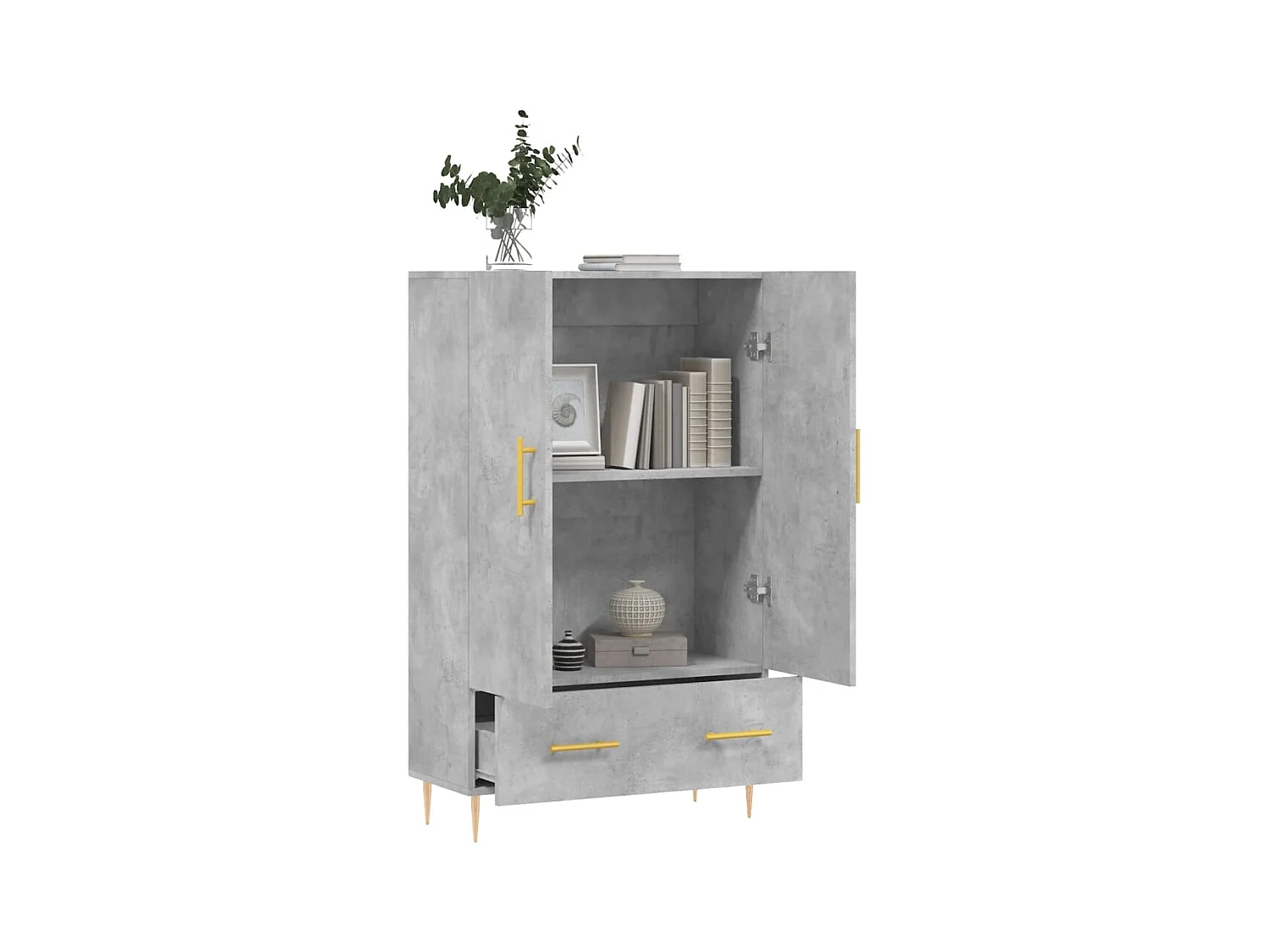 Buffet haut gris béton 69,5x31x115 cm bois d'ingénierie