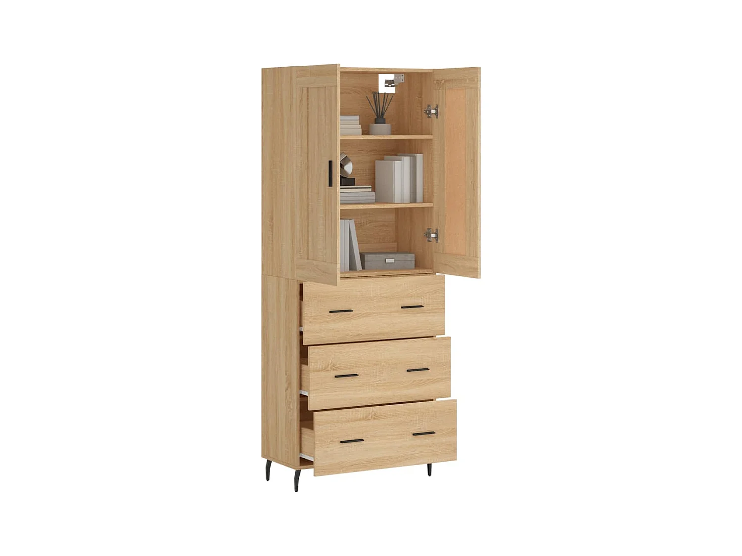 Hoog dressoir Sonoma eiken 69,5x34x180 cm Technisch hout