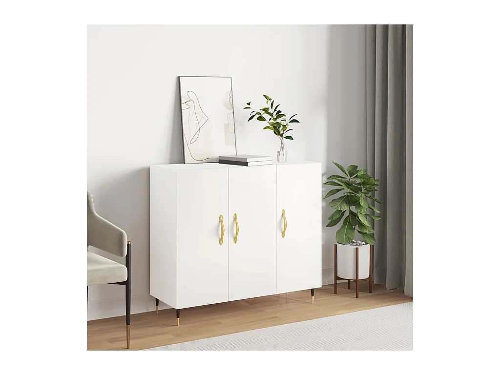 Buffet blanc 90x34x80 cm bois d'ingénierie