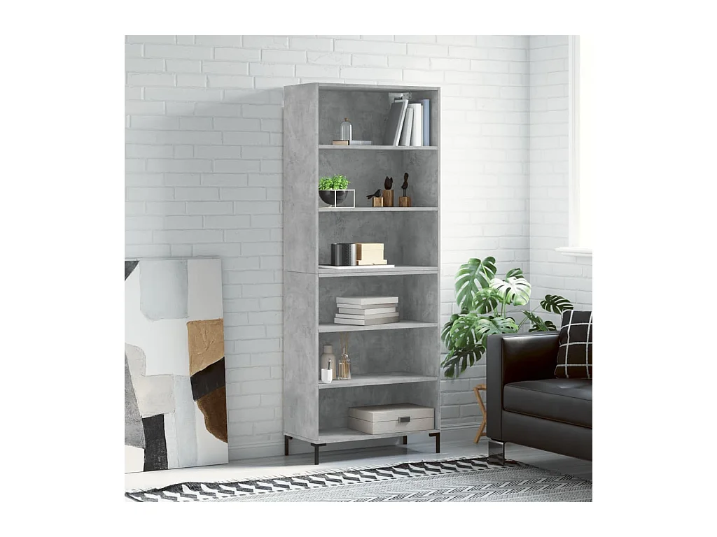 Buffet gris béton 69,5x32,5x180 cm bois d'ingénierie