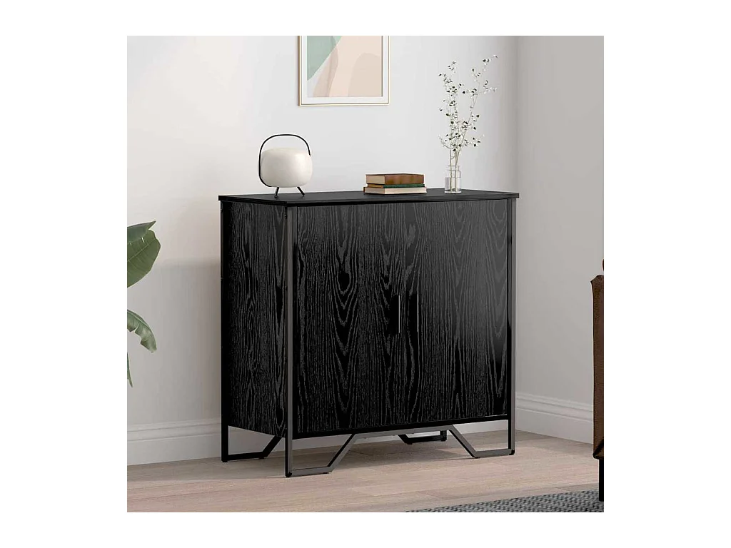 Credenza in rovere nero 78 x 35,5 x 74,5 cm in legno ingegnerizzato
