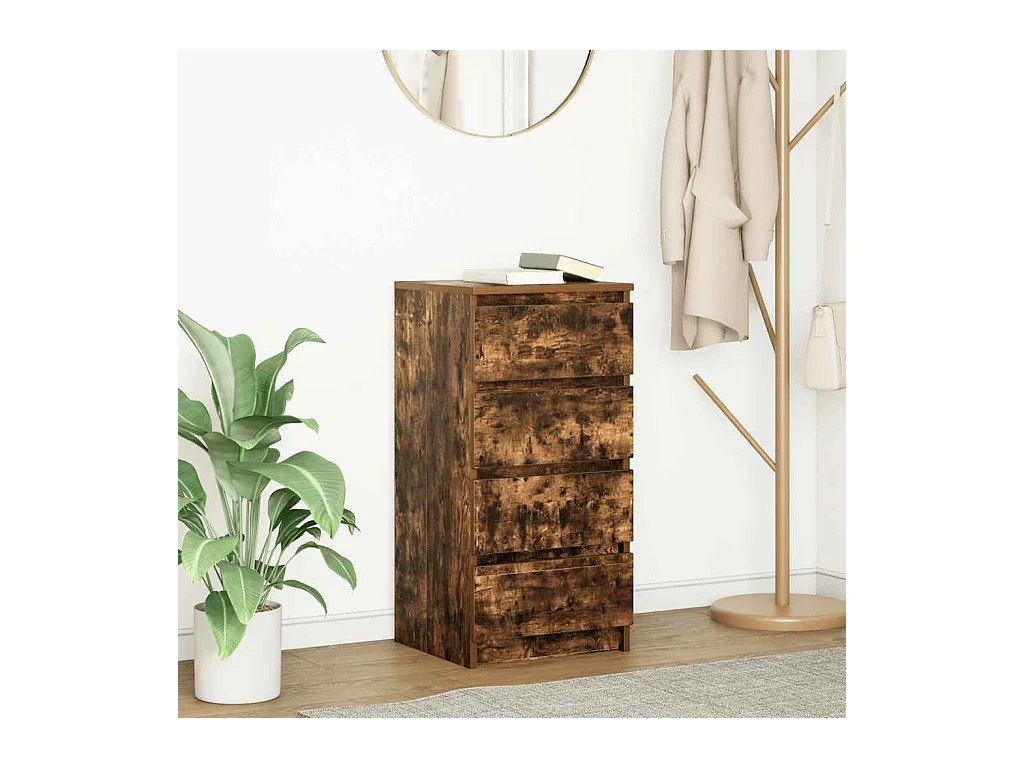 Buffet chêne fumé 37,5x35x76 cm bois d'ingénierie