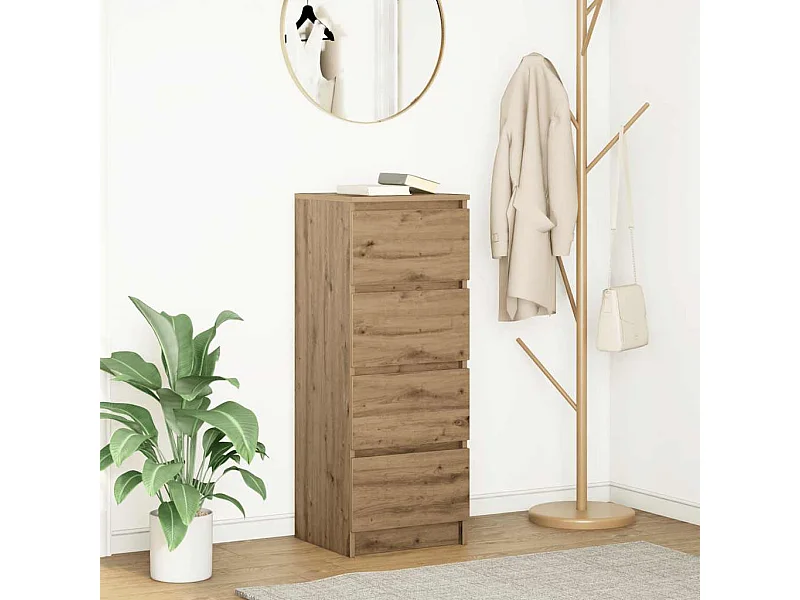 Handgemaakt eikenhouten dressoir 37,5x35x99 cm bewerkt hout