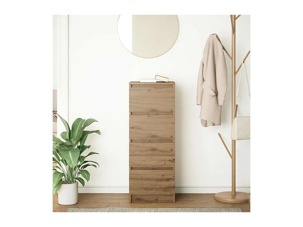 Handgemaakt eikenhouten dressoir 37,5x35x99 cm bewerkt hout