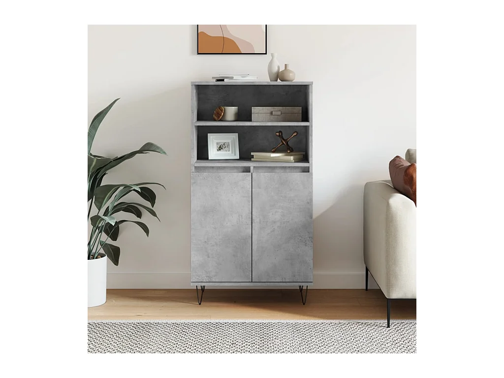 Buffet haut Gris béton 60x36x110 cm Bois d'ingénierie