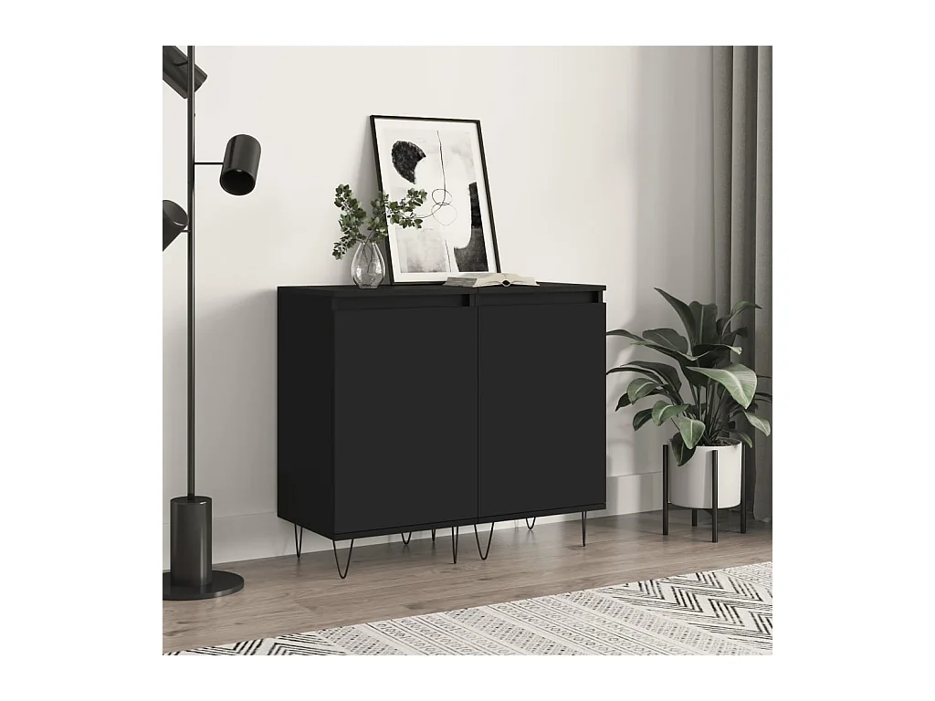 Buffets 2 pcs noir 40x35x70 cm bois d’ingénierie