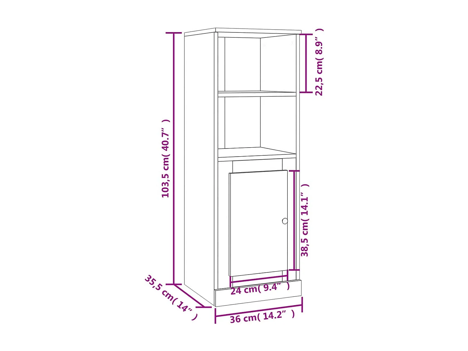 Buffet haut chêne marron 36x35,5x103,5 cm bois d'ingénierie