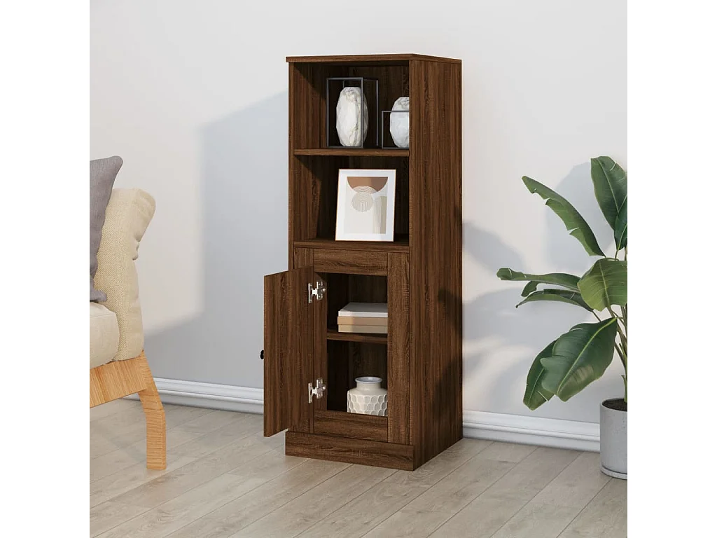 Hohes Sideboard aus brauner Eiche 36x35,5x103,5 cm Holzwerkstoff