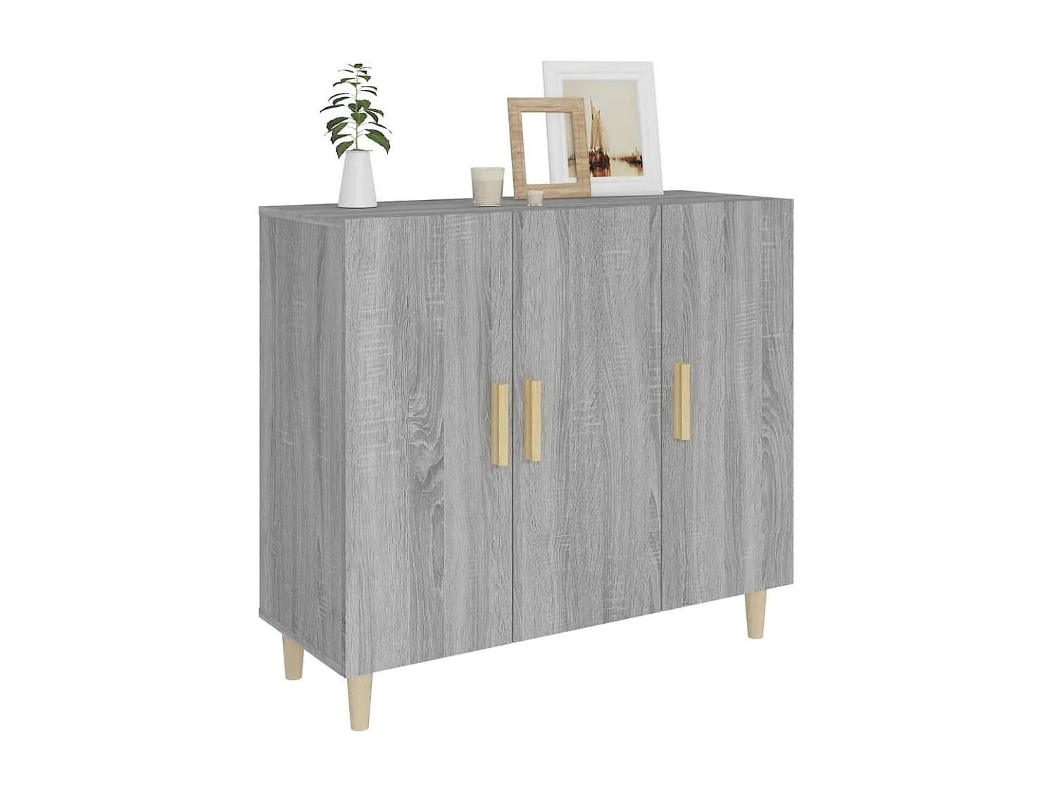 Credenza Sonoma grigia 90x34x80 cm in legno ingegnerizzato