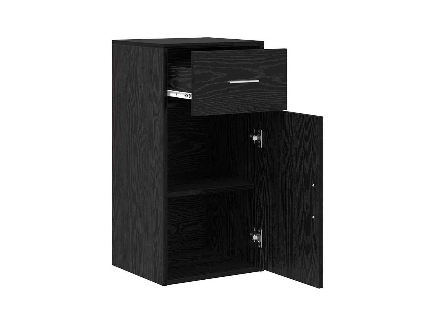 Zwarte eikenhouten dressoir 38 x 34,5 x 75 cm, bewerkt hout