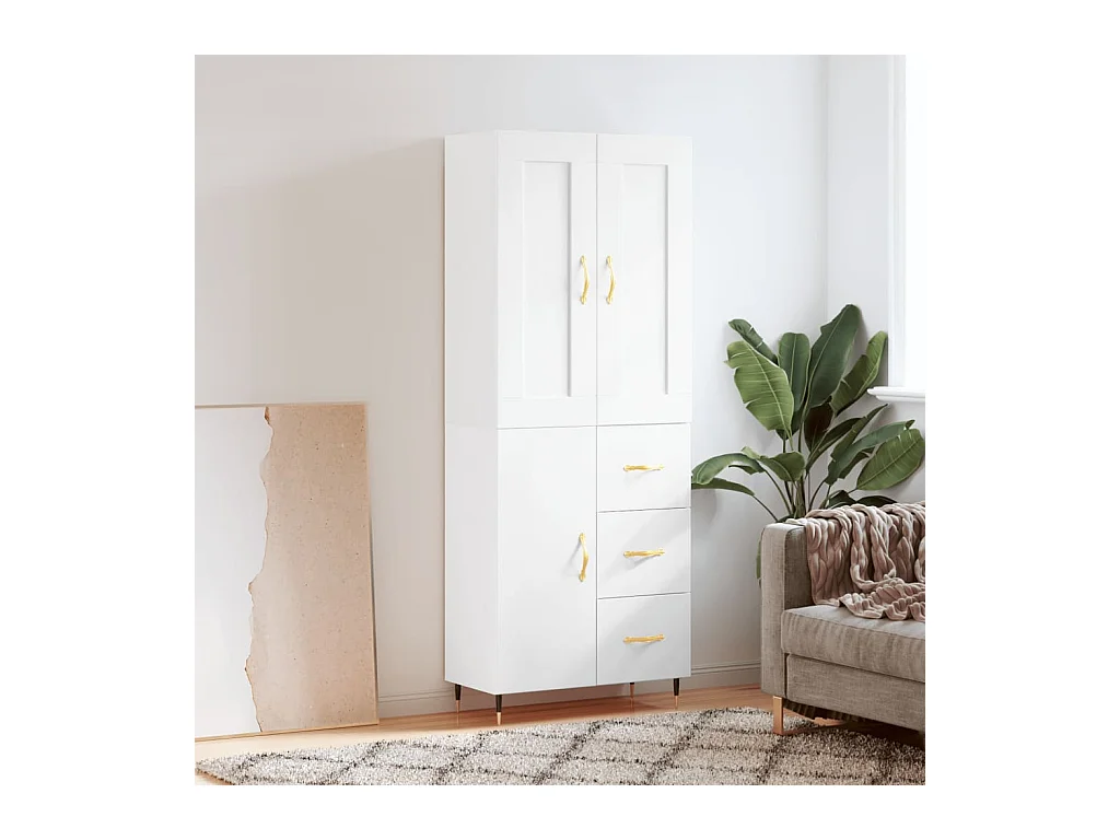 Wit hoog dressoir 69,5x34x180 cm Technisch hout