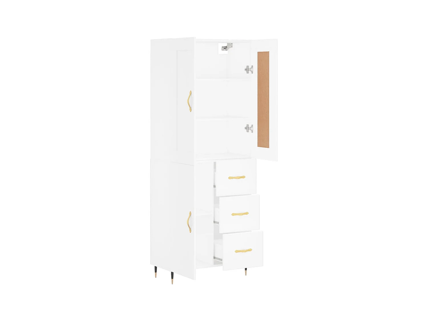 Wit hoog dressoir 69,5x34x180 cm Technisch hout