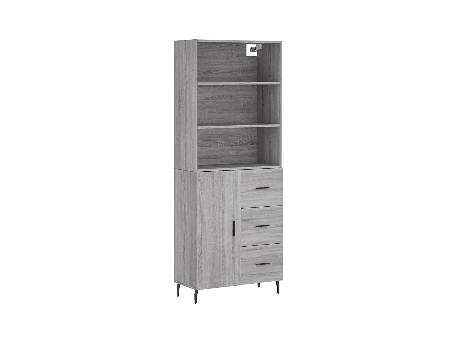 Credenza alta Sonoma grigia 69,5x34x180 cm Legno ingegnerizzato