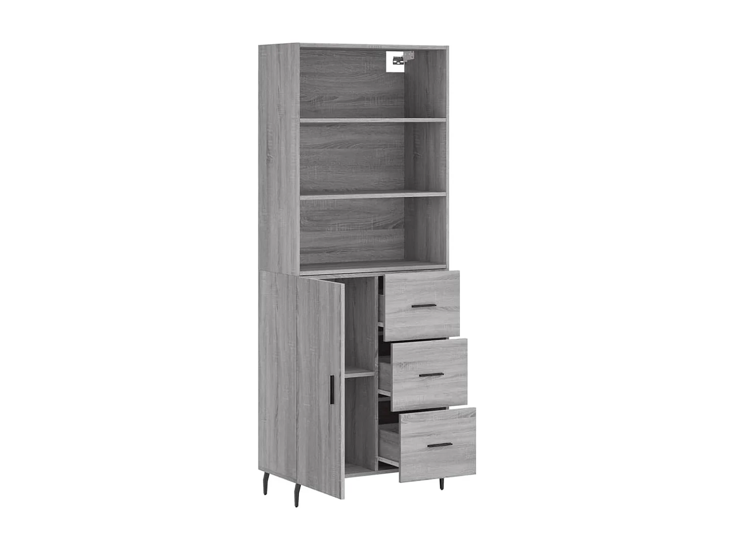 Credenza alta Sonoma grigia 69,5x34x180 cm Legno ingegnerizzato