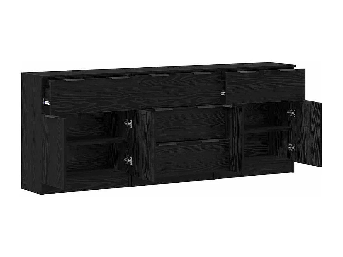Buffet 3 pcs Chêne noir 60 x 30 x 70 cm Bois d'ingénierie