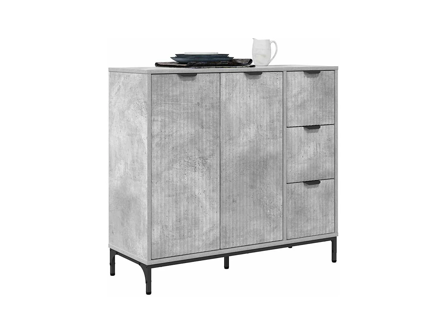 Sideboard Betongrau 89,5 x 33 x 82 cm Holzwerkstoff