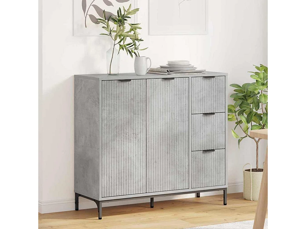 Buffet Gris béton 89,5 x 33 x 82 cm Bois d'ingénierie