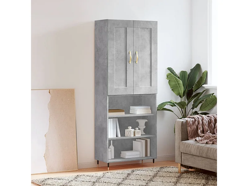 Credenza alta Grigio cemento 69,5x34x180 cm Legno ingegnerizzato
